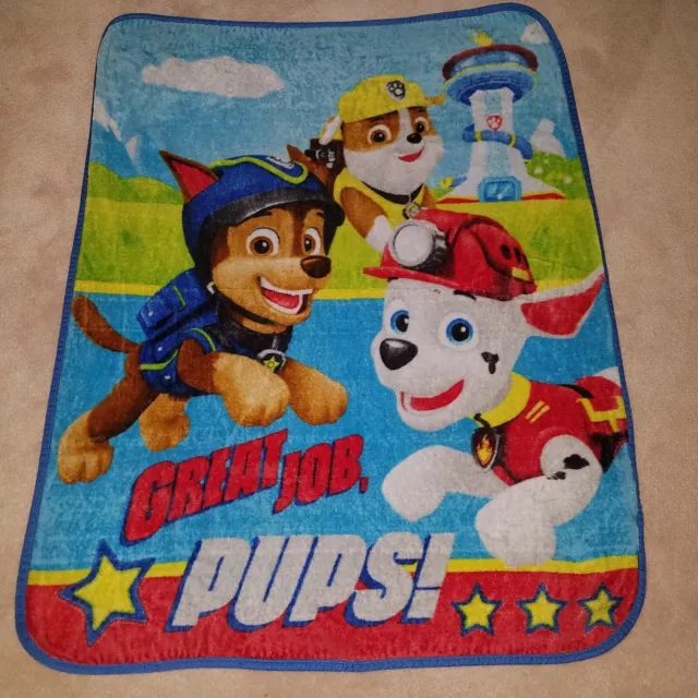 Nickelodeon Paw Patrol Fleece Blanket Throw Great Job Pups Chase Marshall AS IS