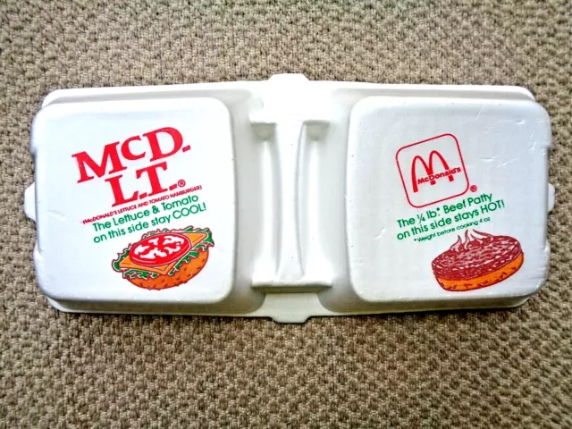 McDonald's McD L.T.  Styroform Lid Food Container