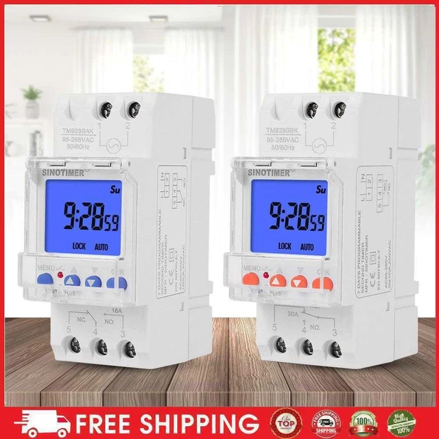 Interruttore timer digitale programmabile retroilluminato relè tempo LCD supporto guida DIN 16A 30A