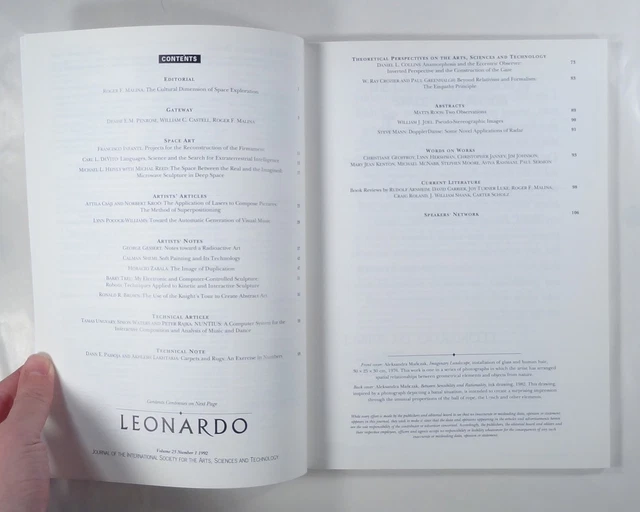 1992 LEONARDO ART science SPACE ART lasers MATHEMATICS OF RUGS ...