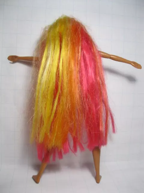 1996 BARBIE DOLL ultra long PINK YELLow RAINBOW HULA HAIR JOINTED legs spread 1996 BARBIE DOLL ultra long PINK YELLow RAINBOW HULA HAIR JOINTED legs spread