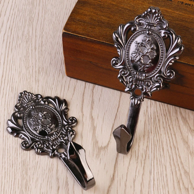 Pack of 2 Vintage Zinc Alloy Rose Pattern Curtain Hooks 3