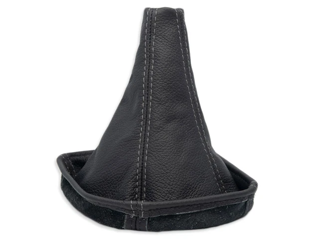 Soufflet De Levier De Vitesse En Cuir Naturel Pour Volvo V50, S40, C30 (2004-2012) Avec Cadre - Fil Blanc