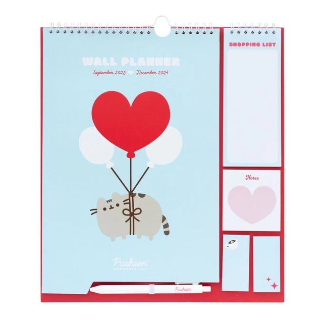 2024 CALENDAR PUSHEEN Wall Planner Shopping List Notes & Pen Family