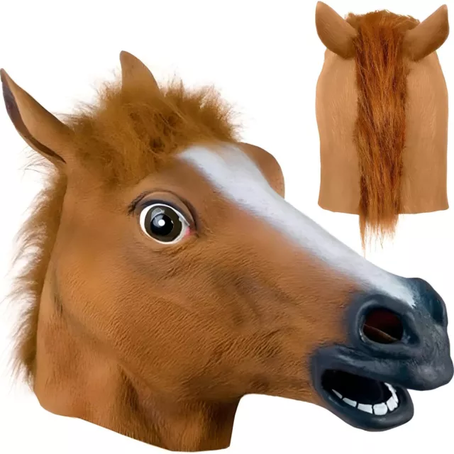 Pferdemaske Pferdekopf Gummimaske Latex Karneval Fasching Horse Mask