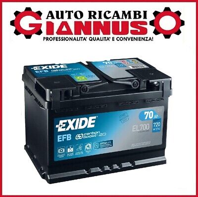 AGM BATTERIA PER AUTO EXIDE AGM 70 AH AMPERE 760 EN 12 VOLT START & STOP EK700 