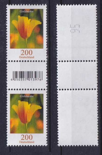 Bund 2568 EAN-Code RM mit ungerader Nr. Zwischenstegpaar Goldmohn 200 C **