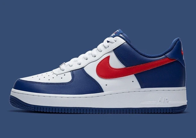 white blue and red air force 1