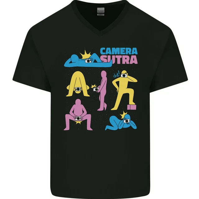 T-shirt in cotone scollo a V da uomo sutra fotografia divertente