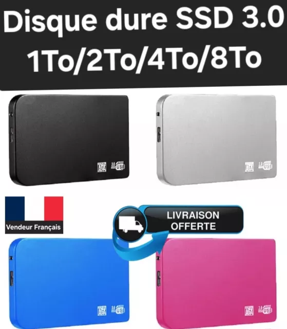 Disque dur externe SSD 3.0 Grand capacité 1to/2to/4to/8to Mini SSD Rapide