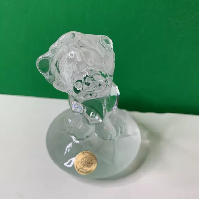 Cristal d'Arques Glass Crystal Clear African Circus Lion on Base Paperweight