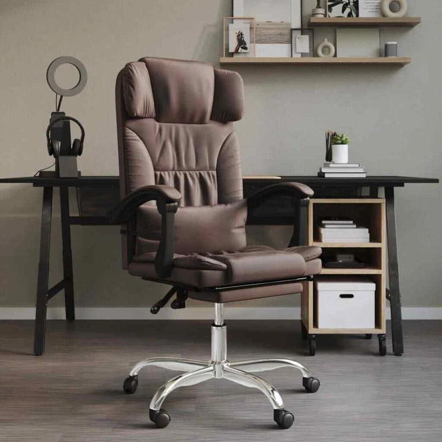 Fauteuil de massage inclinable de bureau Marron Similicuir