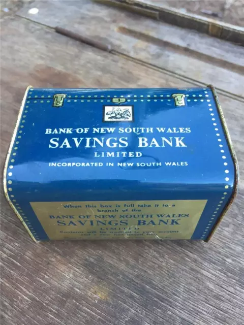 Vintage 1960s BANK OF NEW SOUTH WALES My Treasure Chest  Money Box Tin.