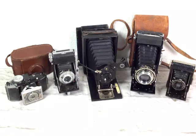 5x Vintage Folding Film Cameras - Balda, Zeiss, Agfa, Cameo