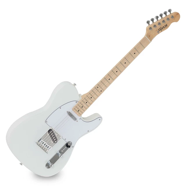 Shaman E-Gitarre TL Style Design 2 Single Coil Pickups Ahorn Linde Cutaway weiß