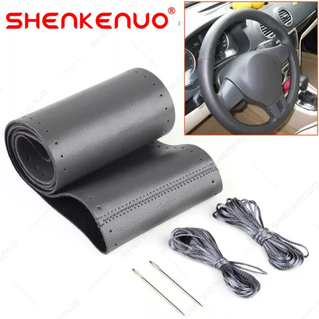 15 " Genuine Leather DIY Car Steering Wheel Cover Anti-slip For CHEVROLET CHEVY