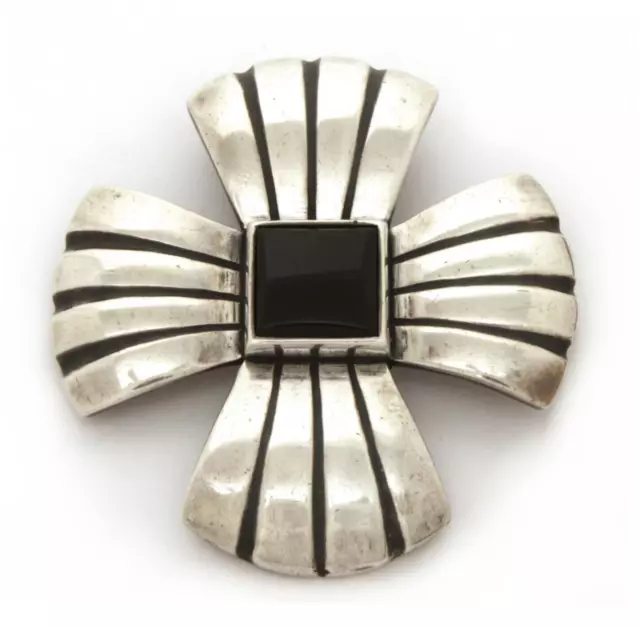 James Avery Sterling Maltese Cross Pin Pendant with Black Onyx Retired Design