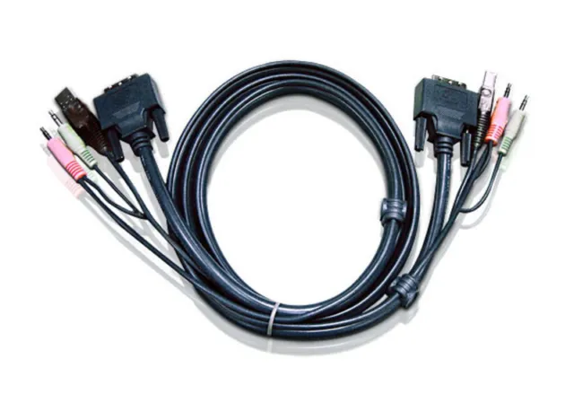 NEW 2L-7D03U ATEN KVM CABLE 3M WITH DVI-D (SINGLE LINK) USB & AUDIO TO DVI-D .e