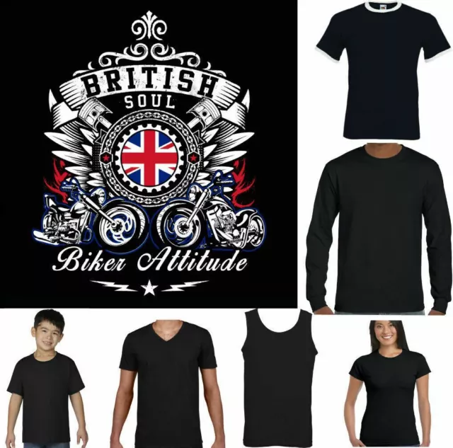 T-SHIRT BIKER Uomo Moto Moto British Soul Biker Attitude Bike