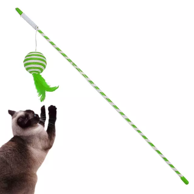 Cat Feather Wand Toy with Bell Pet Cats Toys Stick Rod Playing Training Fun