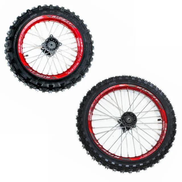 RED 15mm 17 Inch Front 14 inch Alloy Rear Wheel Rim Tyre Tire PIT Dirt Bike
