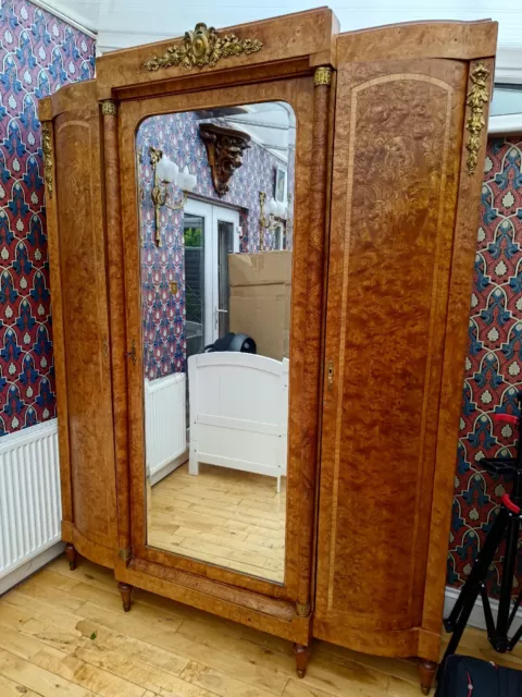 Inlaid Burr Walnut French Louis Wardrobe