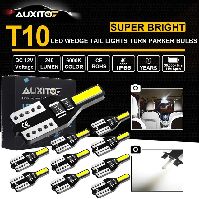 10Pcs T10 W5W 168 7020 Smd Led Wedge Tail Side Car Lights Turn Parker Bulb White