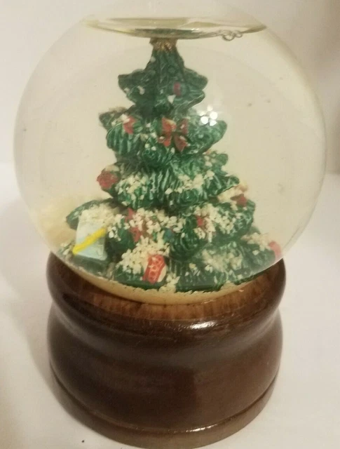 Árbol de Navidad musical de los 80 de colección con globo de nieve regalos te deseamos una feliz Navidad