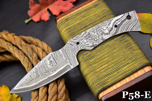 Custom 8.0"OAL San Mai Damascus Steel Blank Blade Hunting Knife Handmade (P58-E)