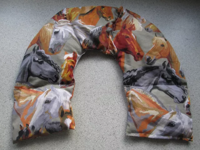 DINKELKISSEN🌟Körnerkissen🌟BIO🌟80 x 13 cm🌟Nackenkissen🌟5 KAMMERN Pferde-