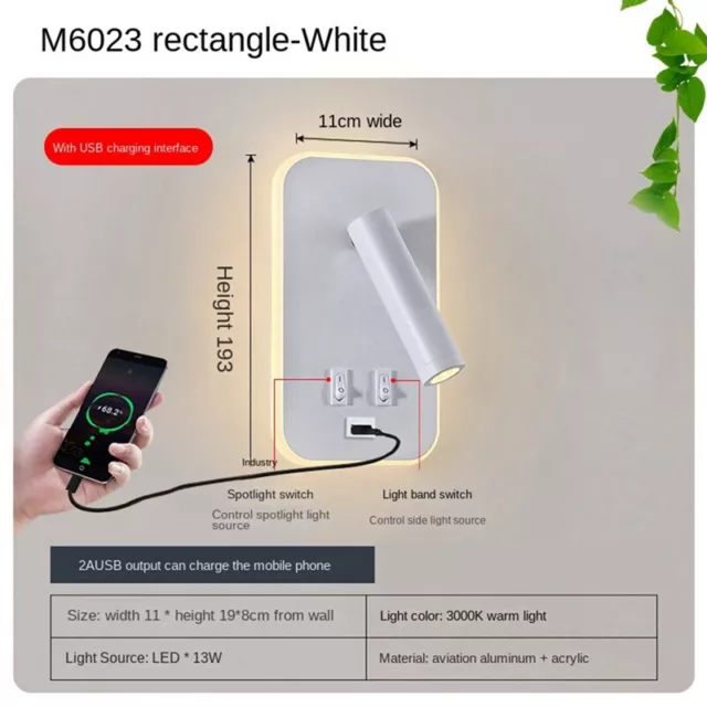 Applique Murale RéTro-éClairage USB Charge Rotation à 330 DegréS Lampe Mura1735