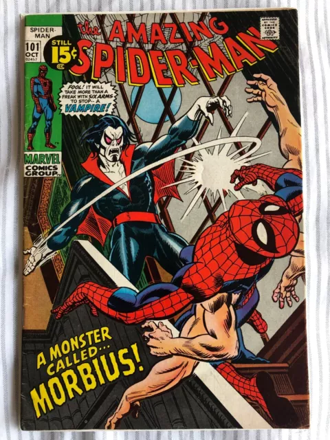 Amazing Spider-Man 101 (1971) 1st Appearance of Morbius. Lizard app, cents