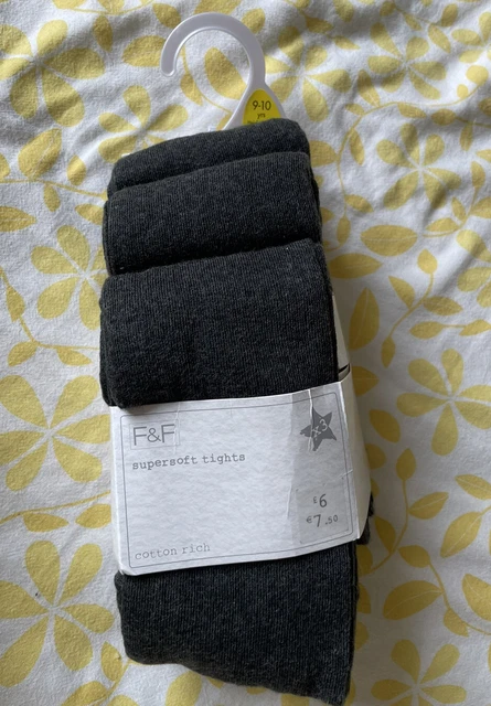 GIRLS GREY SCHOOL Tights In Size 9-10 Years From F&F @ Tesco £3.00