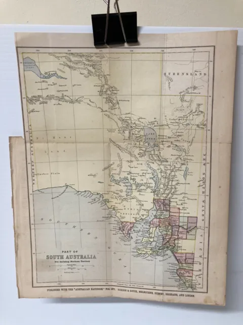 An early map of South Australia showing counties 1877