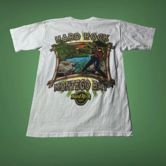 White Hard Rock Cafe T-Shirt Graphic Tee Music Travel Size Small Montego Bay