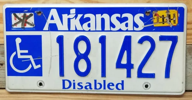 Arkansas expired 2011 Handicap Disabled Blue on White License Plate ~ 181427