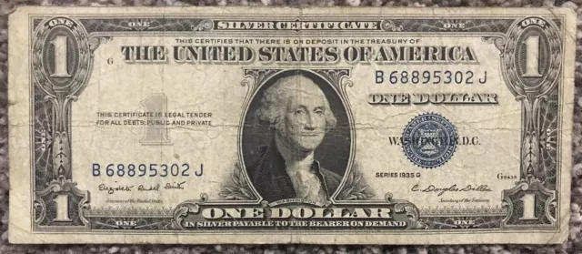 Vintage 1935 G $1 Silver Certificate One Dollar Note BJ Block No Motto