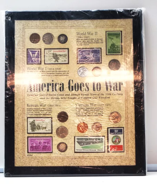 Framed American Goes to War Coin & Stamp Collection WWI - Vietnam War Sealed COA