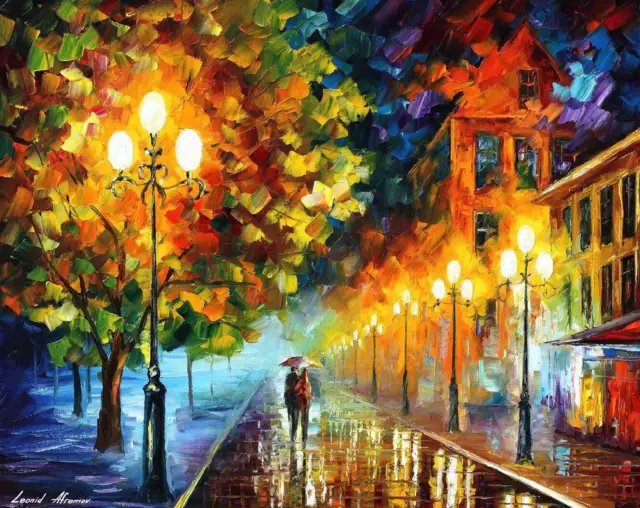 Leonid Afremov ROMANTIC MOONLIGHT  Painting Canvas Wall Art Picture Print HOME