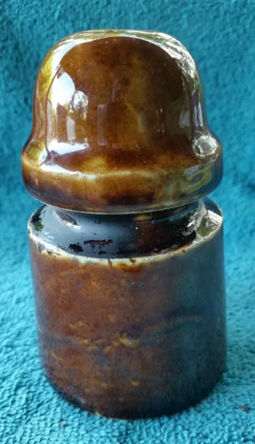 Rustic Ceramic Electric Insulator - Marbled Brown - 4 3/4" Tall - Unmarked