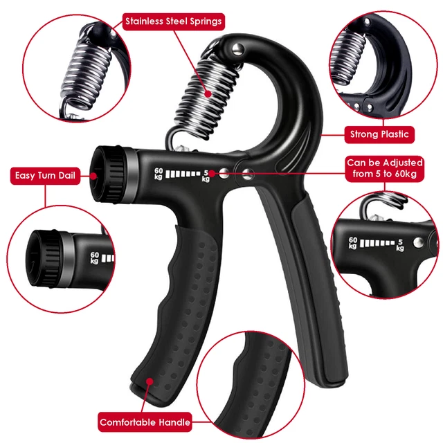 SPORT HAND GRIP 5-60 kg Strengthener Adjustable Wrist Forearm Finger ...