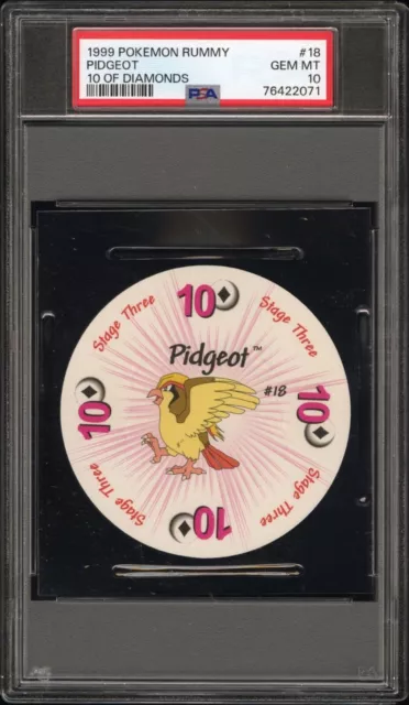 1999 POKEMON RUMMY 18 PIDGEOT 10 OF DIAMONDS Playing Card Poker Nintendo PSA 10