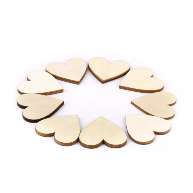 50pcs Wooden Heart Ornaments Craft Material Unfinished Heart for DIY Decorative