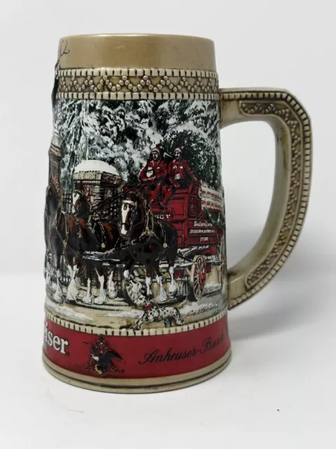 1987 Budweiser Clydesdale Collector's Holiday Beer Stein Series C Anheuser Busch