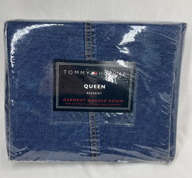 Tommy Hilfiger Queen  Bedskirt Garment Washed Denim New In Package