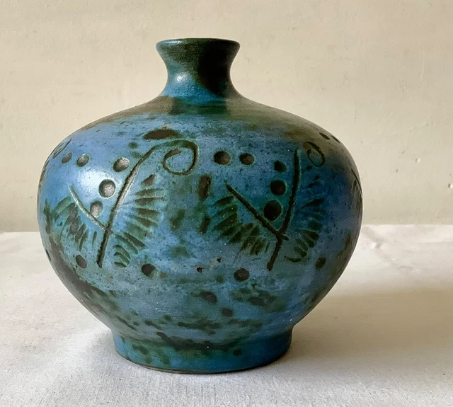Superbe VASE BOULE SOLIFLORE Vintage Années 1950 en CÉRAMIQUE Signé J. BLINDÉ