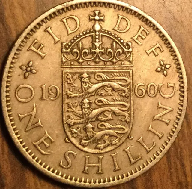 1960 Uk Gb Great Britain One Shilling Coin