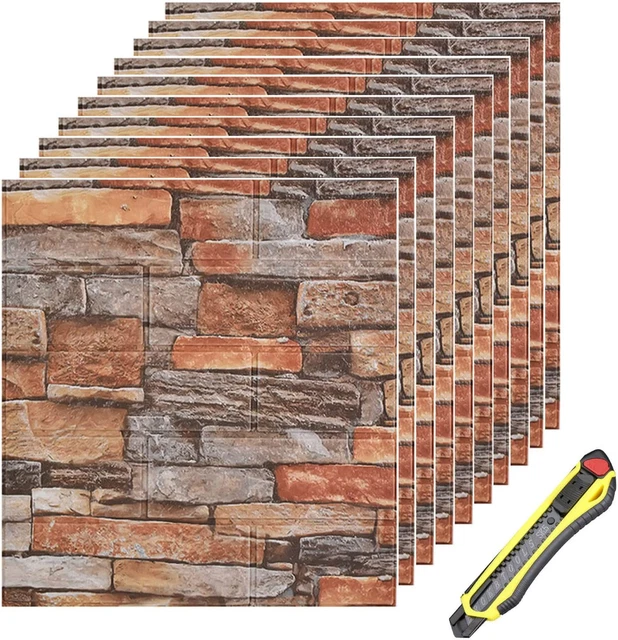 Carta Da Parati Adesiva Muro 10 Pezzi Pannelli Parete Mattoni Decorativi 3D