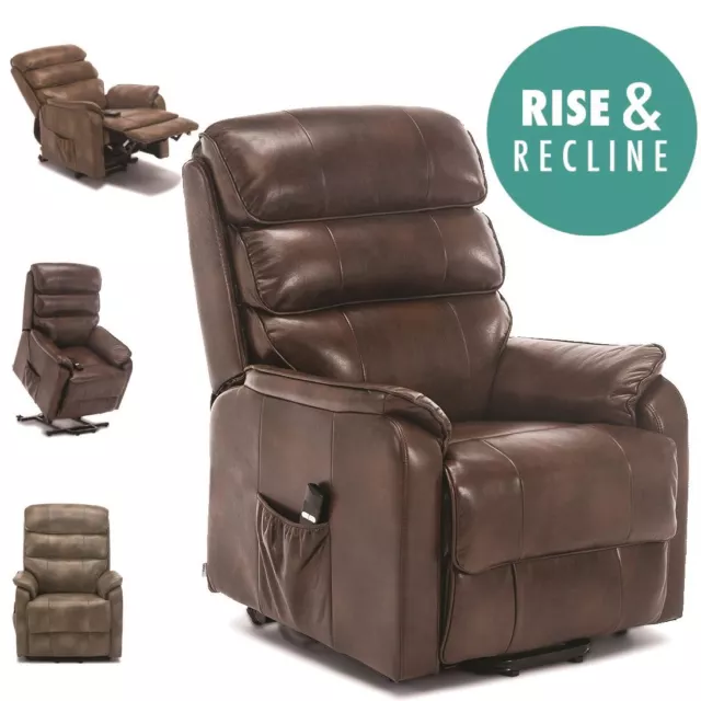 Buckingham Electric Rise Recliner Leather Air Riser Sofa Armchair Lounge Chair