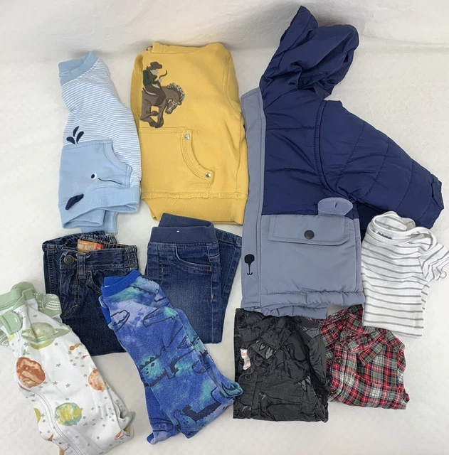 Infant Boys Clothing Lot Size 12-18 months 11 Pcs Coat Jeans Shirts PJs Carters